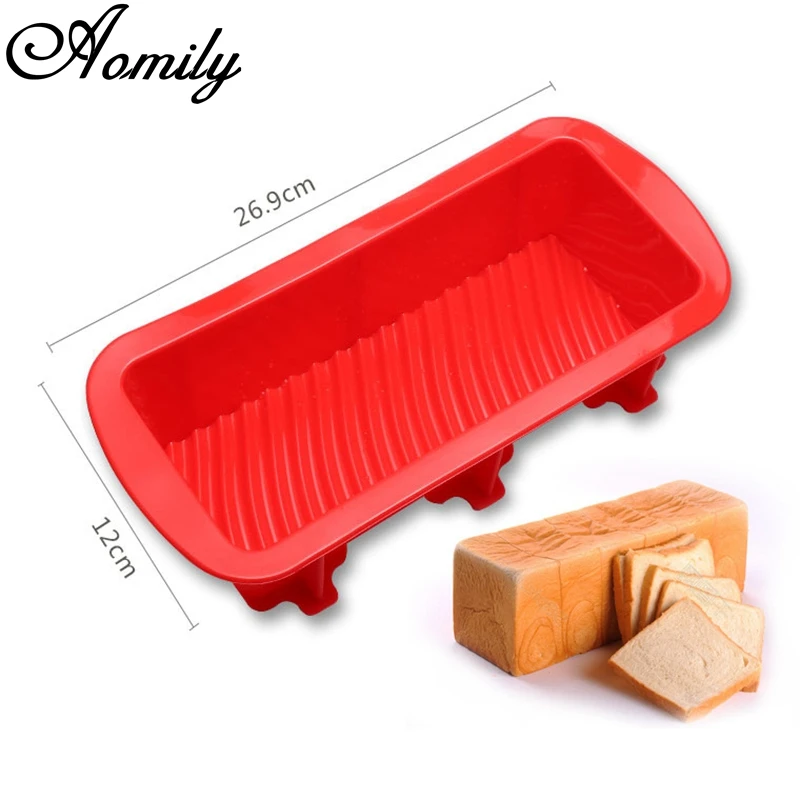 Aomily Rectangular Stripe Silicone Loaf Cake Baking Bread Molds Diy