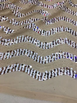 

pretty Yaking-91618 african net lace fabric embroidered lace fabric with sequins for nice dress