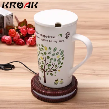 

USB-POWERED UK Mat Cup Warmer Milk Heater Coffee Mug Drink Coaster Tea Insulation USB Mug Heating Pad COOKIE Design Cup For Car