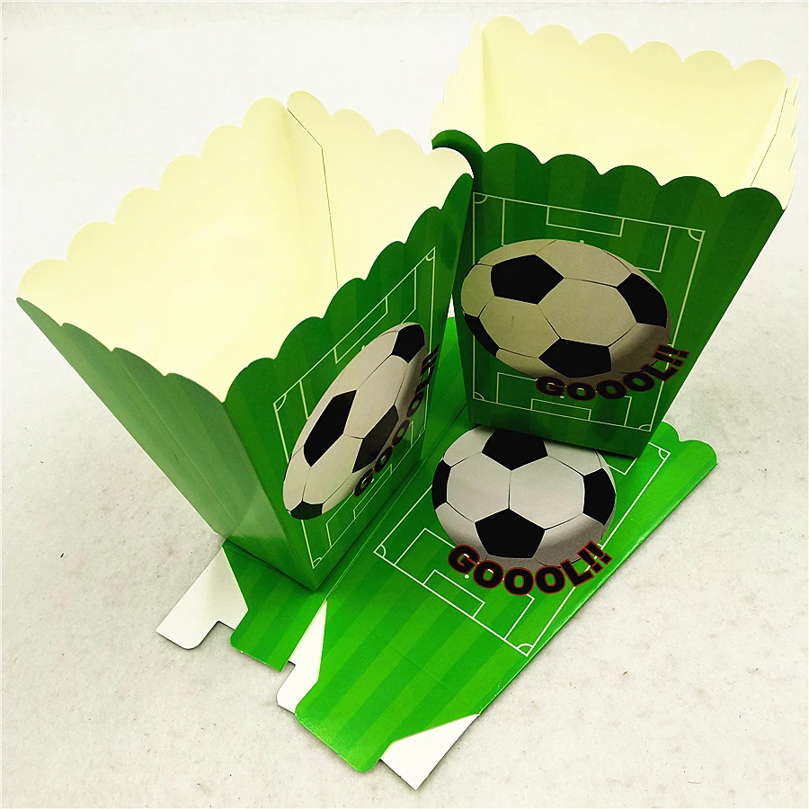 

6pc/set Football Party Supplies Paper Popcorn Boxes Candy Gift Box Bags Baby Shower Birthday Scooer Party Decoration Favors