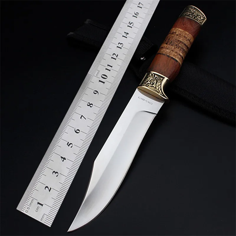 2020 New Hot Sale High Hardness Wood Handle Outdoor Fixed Tactical Combat Hunting Knife Camping Civilian Diving Knives EDC Tools