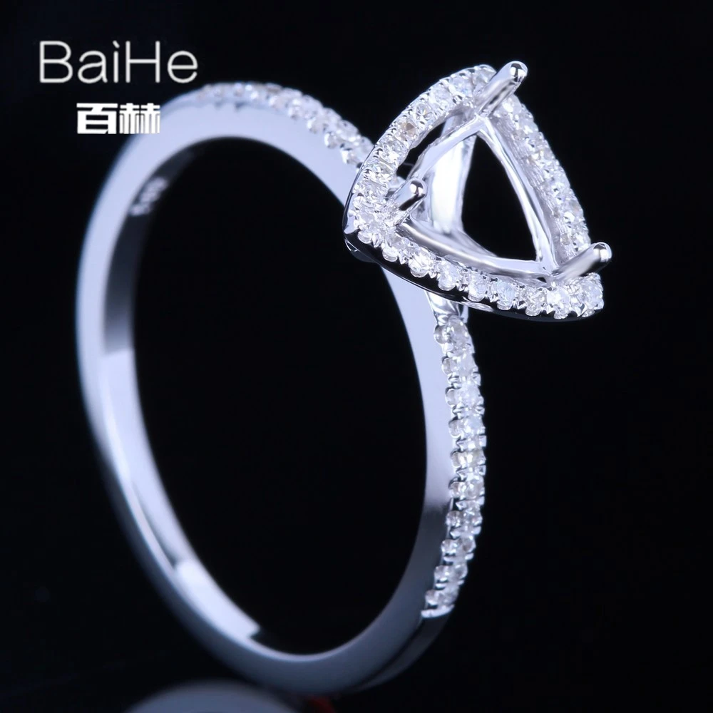 BAIHE однотонные 14K белые золотые трлёнки свадебные женские милые/романтичные