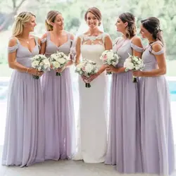 Платья подружки невесты 2019 элегантное с v-образным вырезом сиреневое шифоновое платье для подружки невесты летнее свадебное платье