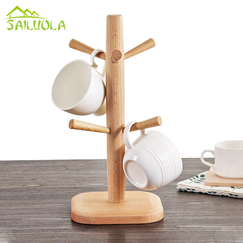 Coffee Cup Wall Mounted Hanger Rack Hot Coffee Shape Organizer Black Hook