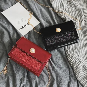

2019 New Sequins Women Shoulder Bags Flap Messenger Crossbody Bags Chain Bag Solid