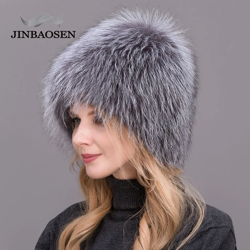 Женская меховая шапка JINBAOSEN из натурального Лисьего меха для русской зимы Модные