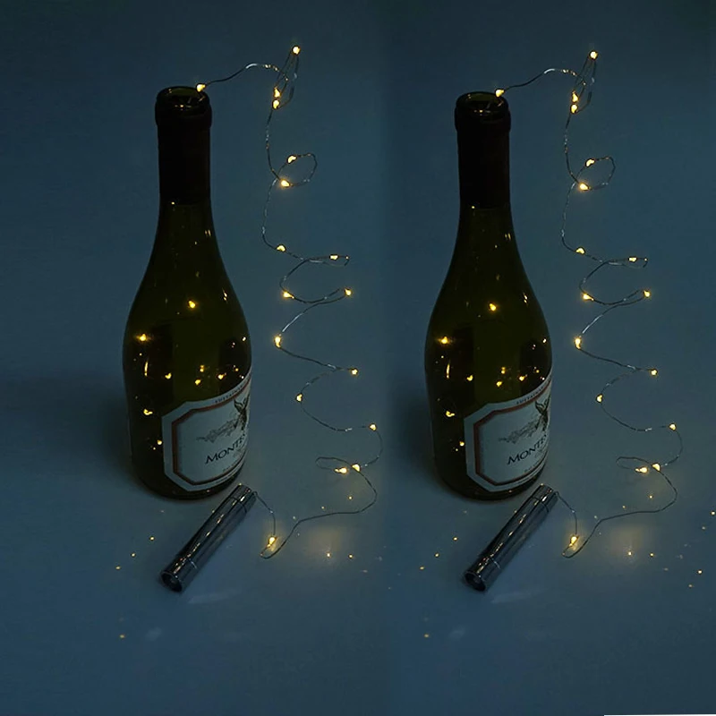

10 pcs Copper Silver Wine Bottle LED String Lights Battery Powered For Fairy Christmas Tree Wedding Bar Party Decoration