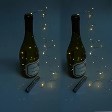 10 pcs Copper Silver Wine Bottle LED String Lights Battery Powered  For Fairy Christmas Tree Wedding Bar Party Decoration