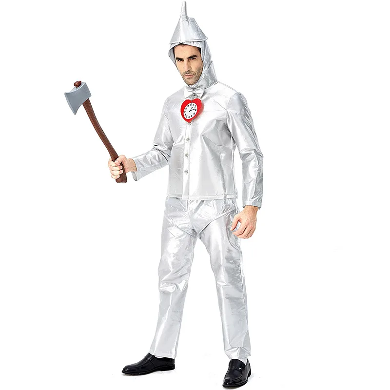 Adult Mens Wizard of Oz Tin Man Cosplay Costumes Halloween Carnival Purim Mardi Gras Party Outfit cosplay costume,men festival costume set