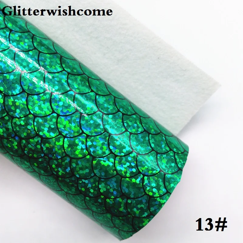 Glitterwishcome 21X29 см A4 размер винил для бантов тисненая рыбья чешуя кожа Русалка Fabirc кожа ткань винил для бантов, GM018A - Цвет: 13