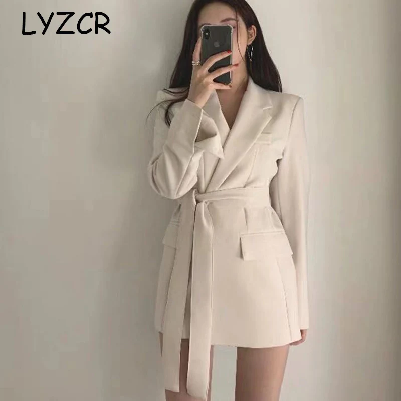 LYZCR, белый блейзер, женский костюм, пиджак,, длинный рукав, для офиса, для девушек, для женщин, блейзеры и куртки, элегантный женский Блейзер, Femme Mujer
