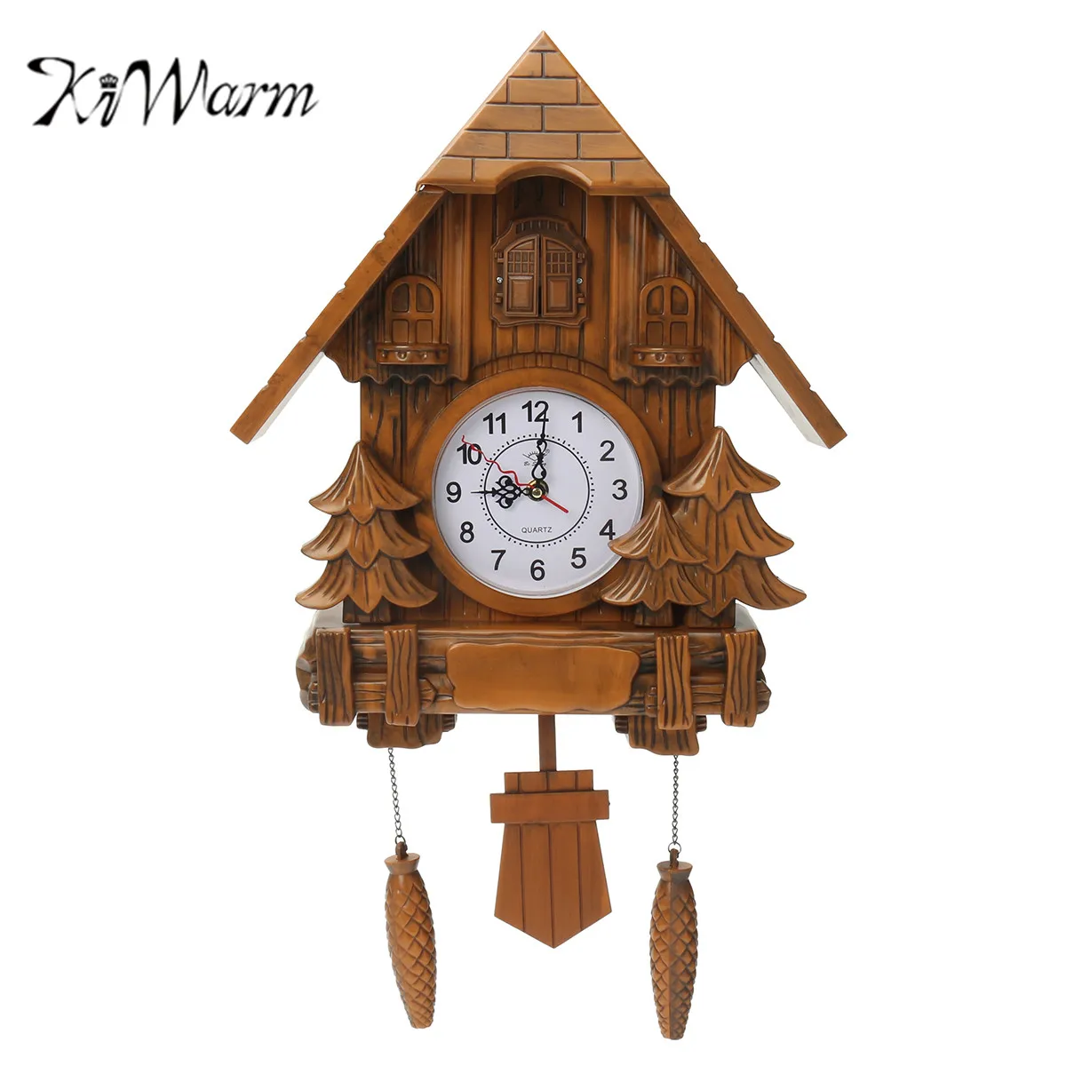 

KiWarm Vintage Cuckoo Clock Forest Quartz Swing Wall Alarm Clock Handmade Crafts for Home Room Shop Hanging Decoration Gift