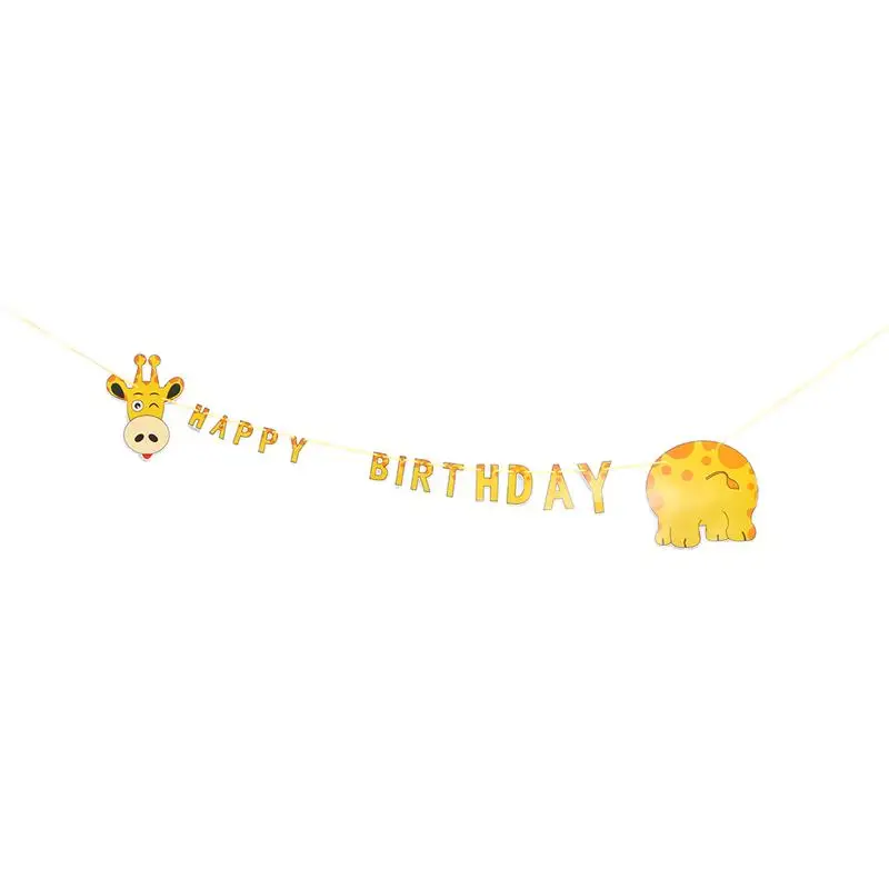 1 Pc Banner Cartoon Happy Birthday Cute Giraffe Pattern Streamer