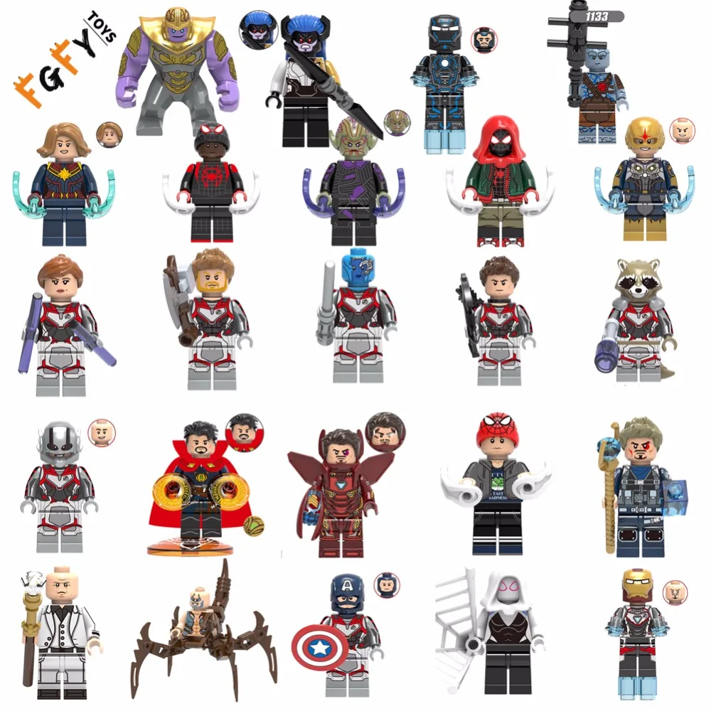 

Single Avengers Endgame Figure Captain Marvel Iron Man Pepper Tony Stark Stan Lee Thor Korg Nova building blocks Kids Toys