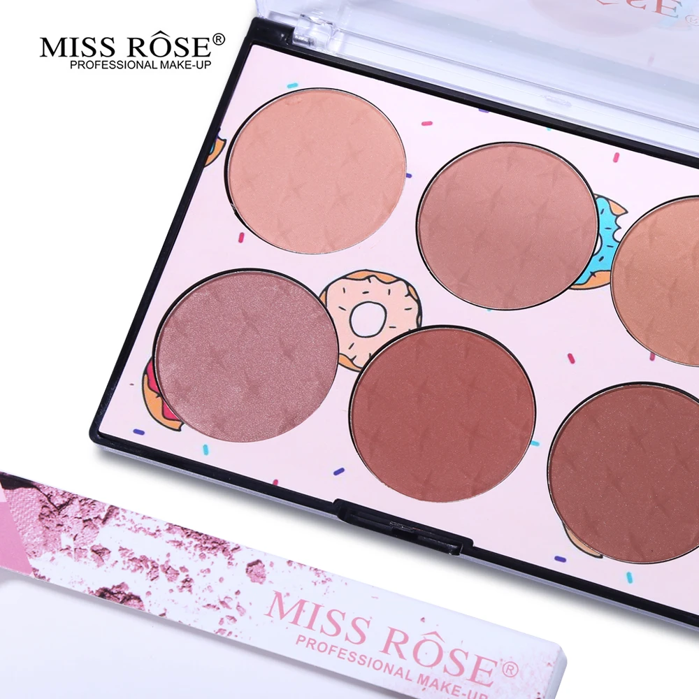 Miss Rose, 6 цветов, минеральная палитра румян для щек, водостойкая шелковистая пудра, румяна для лица, макияж, бронзант, контур, натуральный, стойкий