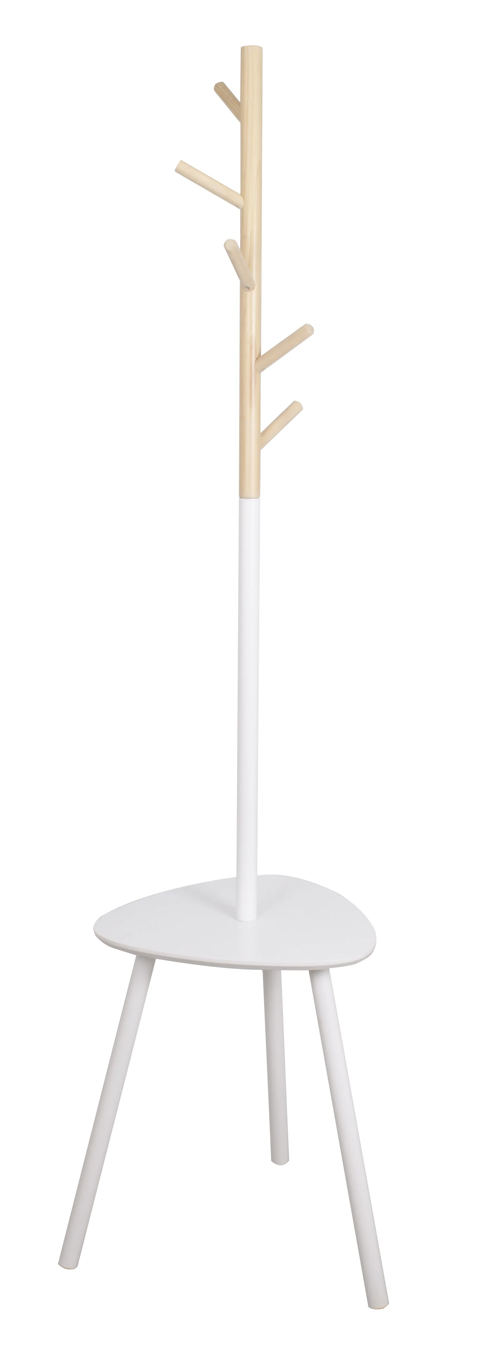 

HappyHome Solid Wood Hanger Floor Standing Coat Rack Free Standing With 5 Hooks table Clothes Hanging Storage Rack For Clothes