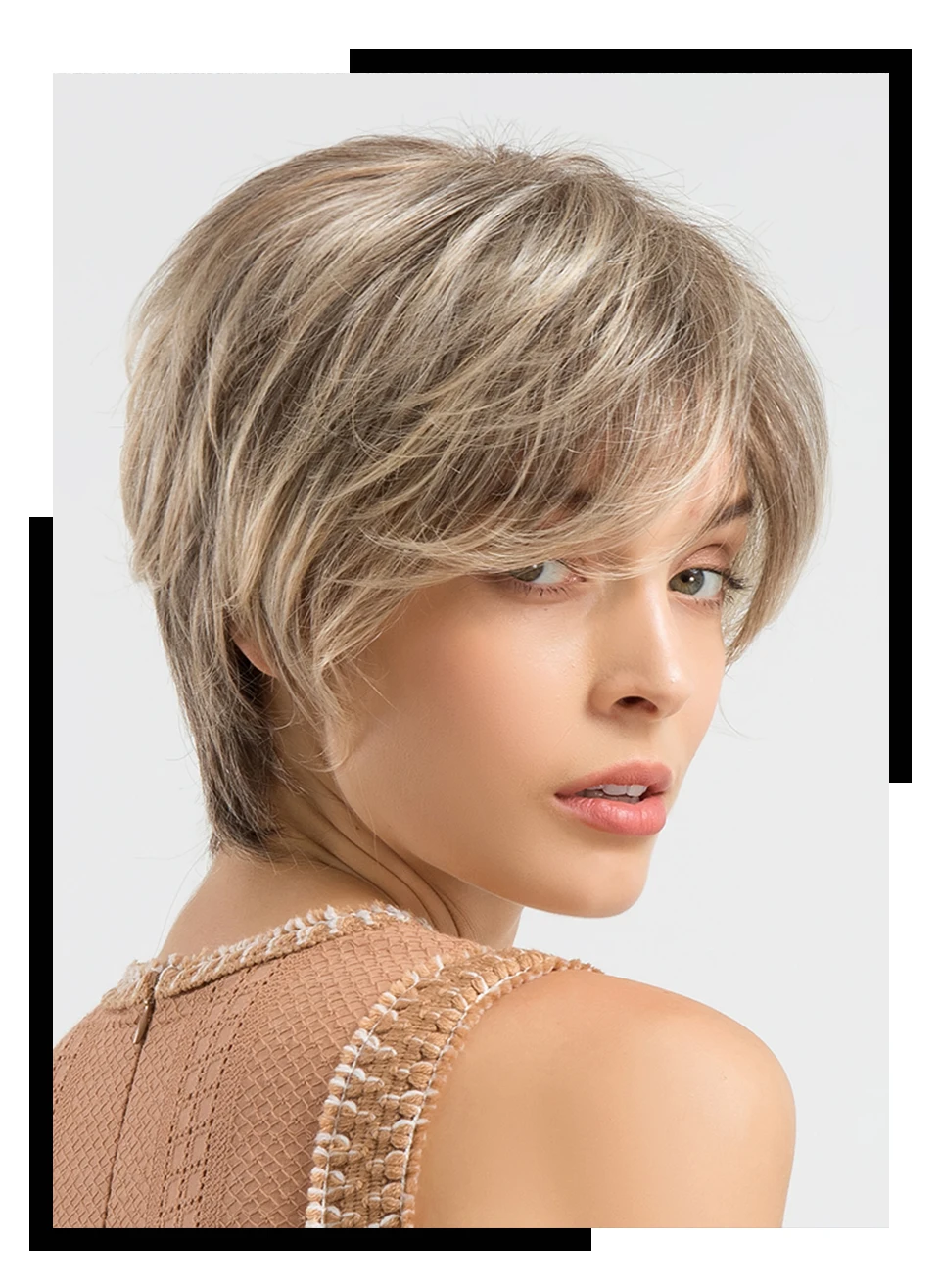 INHAIR CUBE Synthetic Blend Wigs Straight Hair Short Wig for Women Fluffy Human Hair Natural Elastic Wig Cap#27