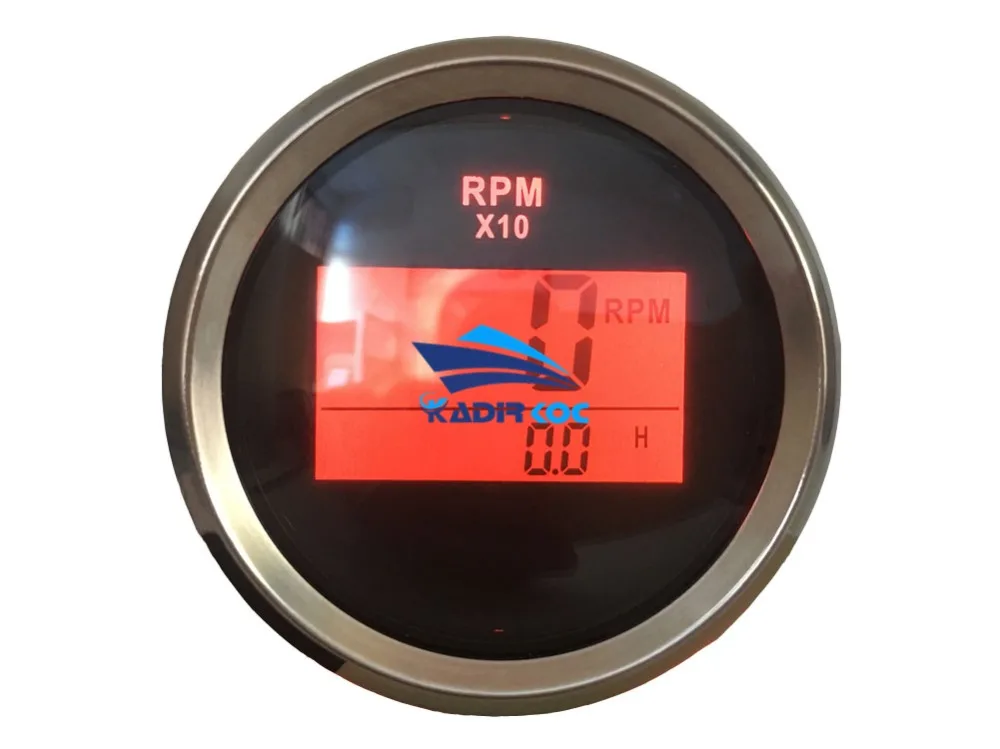 Kadir Koc 1pc Instrument Panel Tachometer Gauges Tuning 52mm 0-9900 Rev Counters 9-32vdc with Blue Backlight Digital LCD Hour Meters White