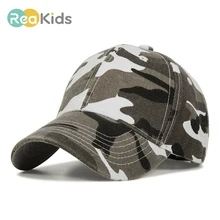 REAKIDS/летняя бейсболка, шапочка для мальчиков и девочек, детская повседневная Кепка, Летние Стильные Детские шапки, камуфляжная сетчатая Детская кепка на весну