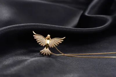 Gold Color Animal Pendant Necklace Paved Cubic Zirconia Stone Eagle Choker Necklace For Women Fashion Jewelry female accessories - Окраска металла: gold plated