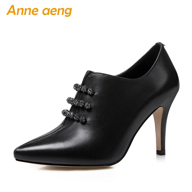 

New Spring/Autumn Genuine Leather Women Pumps High Heels Cow Leather Upper Pointed Toe Sexy Leadies Women Shoes Black High Heels