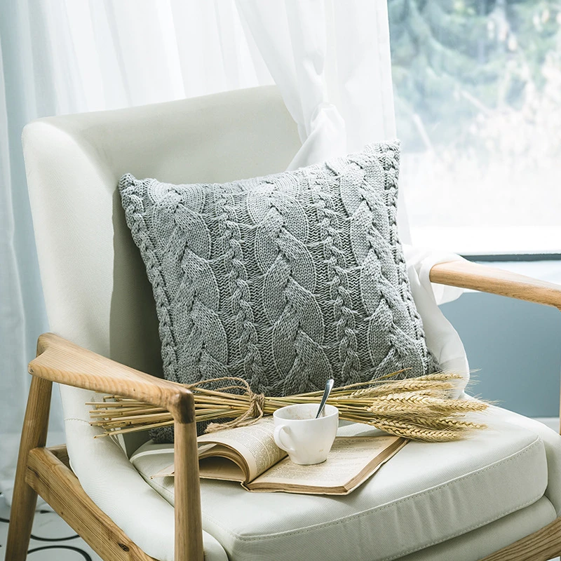 Love Life Light Grey Knitted Pattern Cushions Acrylic Cushion Sofa Bed Couch Decorative Pillow Lumbar Pillow 45cm With Core Cushion Aliexpress