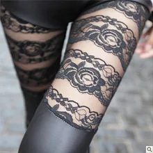 Модные кружевные леггинсы, узкие брюки-карандаш, женские сексуальные кожаные леггинсы с цветочным принтом, женские леггинсы с цветочным рисунком, женские леггинсы с лоскутами, женские штаны на осень и весну