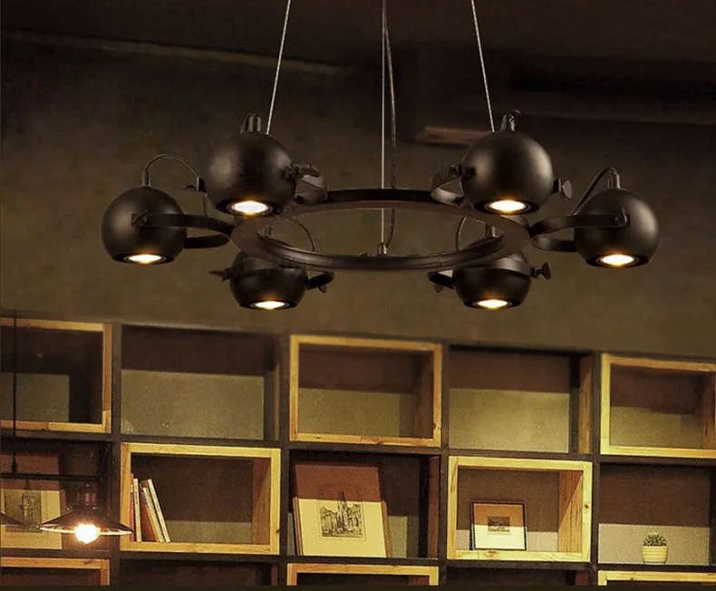 6/8 наконечника Лофт книги по искусству черная шляпа кованого железа Resturant подвесной светильник промышленные гостиная светодиодные