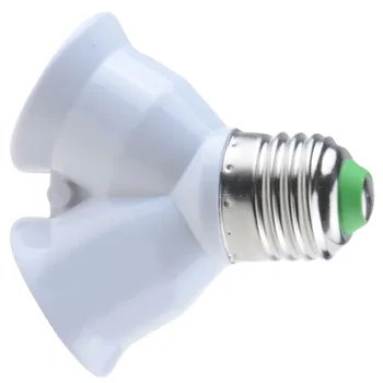 

E27 to 2xE27 1 to 2 Y Shape LED Halogen CFL Bulb Base Light Lamp Splitter Split Adapter Converter Socket Extend