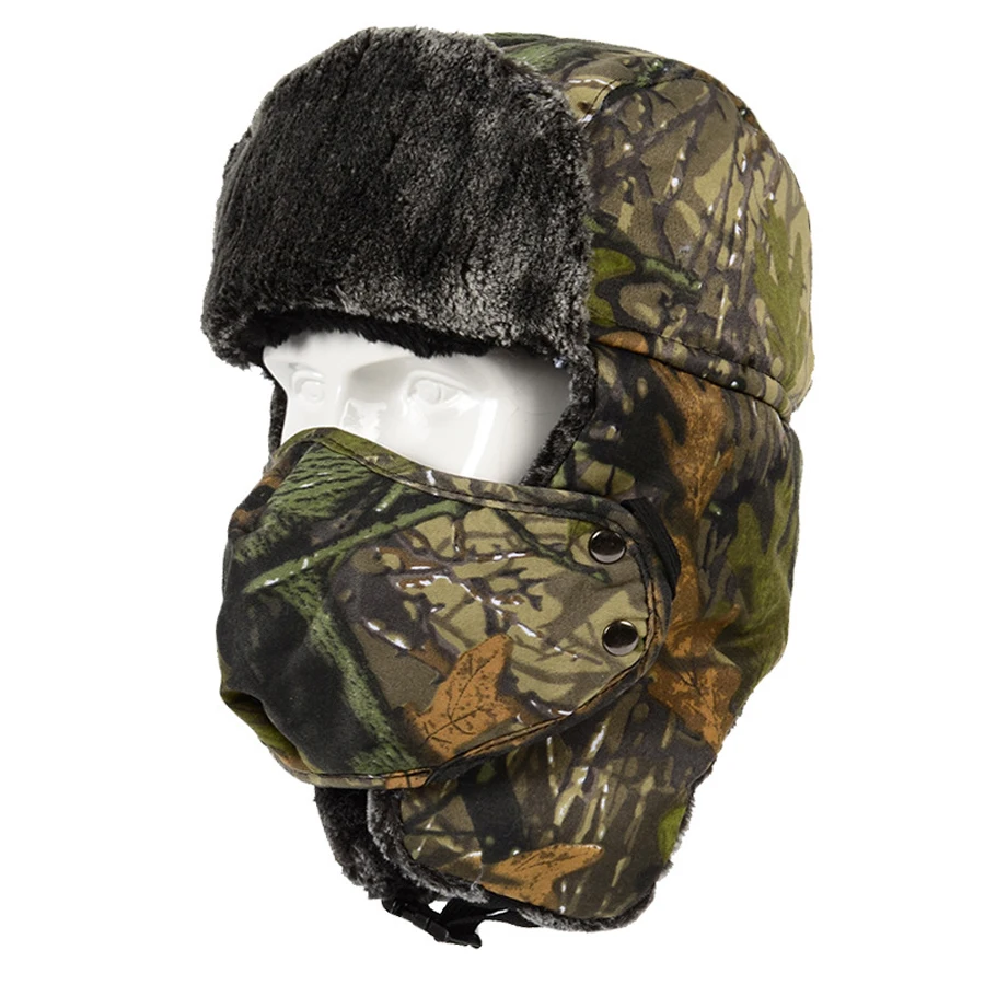 Camo Winter Warm Fleece Neck Face Cover Mask Ski Hunting Windproof Balaclava Hat
