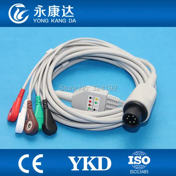 2 шт./упак. Zoll 6 pin ECG Cablewith 5 свинец/AHA/Snap без сопротивления