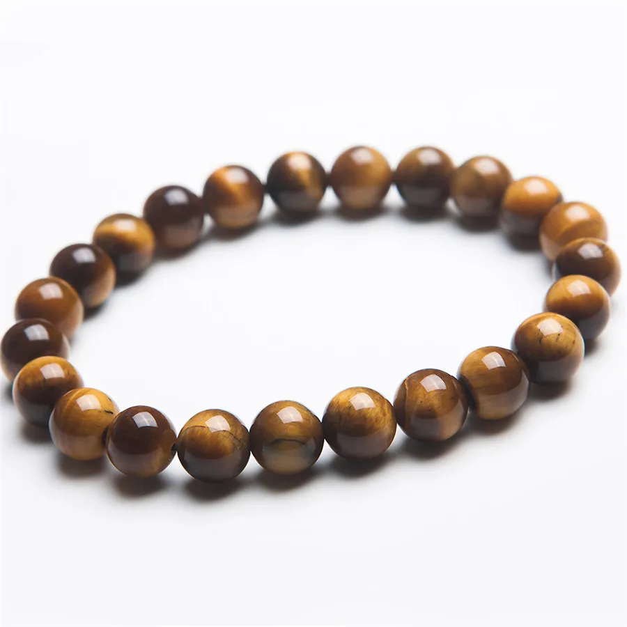 

8mm Genuine Natural Yellow Tiger's Eyes Gems Stone Bracelet Round Loose Beads Stretch Wholesale For Women New Arrival