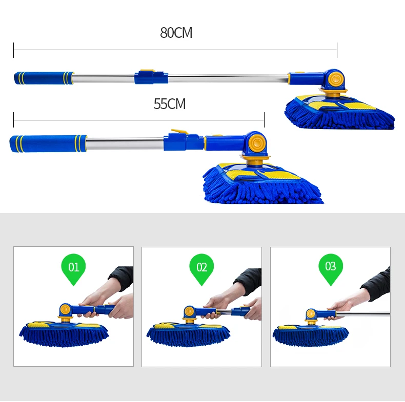 Чистящая щетка для мытья автомобиля, регулируемая телескопическая Чистящая шенильная щетка с длинной ручкой, чистящие инструменты, вращающаяся колесная щетка