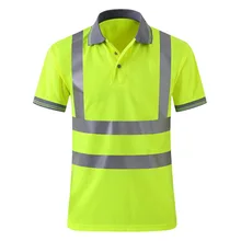 Hi Vis Мужская рубашка Ночная рабочая одежда спецодежда быстросохнущая дышащая рубашка футболка для бега Светоотражающая жилет для безопасности на дорогах