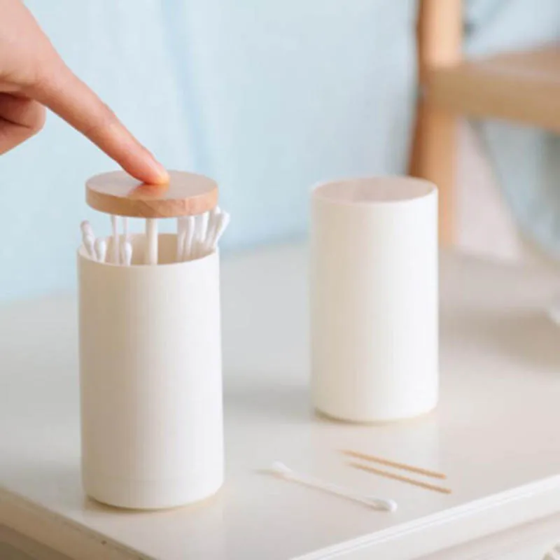 

1PCS New Practical Creative Hand Pressure Cotton Swab Holder Box Cotton Swabs Stick Home Table Decorations Cotton Swab Box