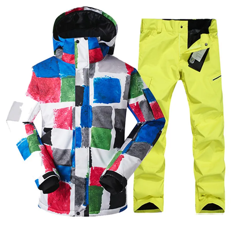 Лыжный костюм для мужчин для катания на сноуборде комплекты Мужские дышащие ботинки из водонепроницаемого материала тепловой для снежной погоды; очень теплая хлопковая одежда для катания на лыжах куртка одежда для катания на коньках - Цвет: 05