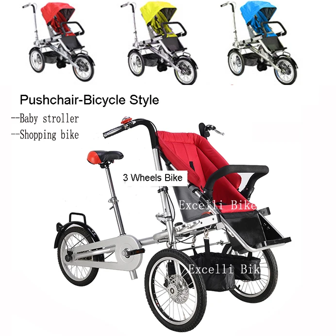 

Folding Bike 3 Wheels Bicycle 16" Mother Baby Stroller Bike Carrier Bicycle Carrinho Bike /baby stroller /Shopping Bicycle 3 in1