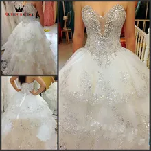 

Hand Made Custom 2013 New Princess V-neck beads crystal diamond With a Long Train Luxurious Bride Wedding Dresse 75