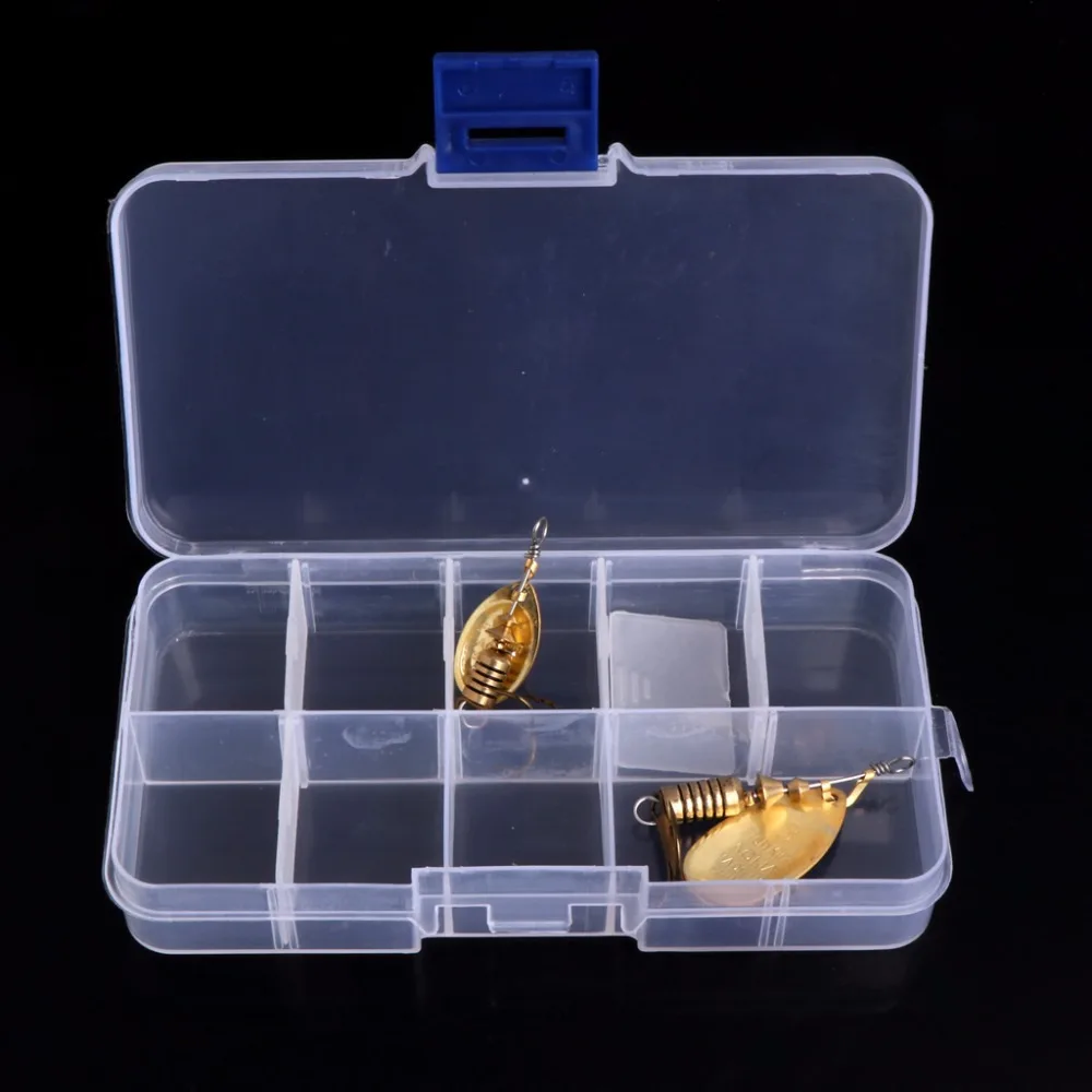 Plastic 10 Compartments Fishing Hook Bait Lure Box Tackle Storage