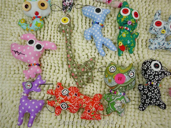 Cloth Button keychains - 4
