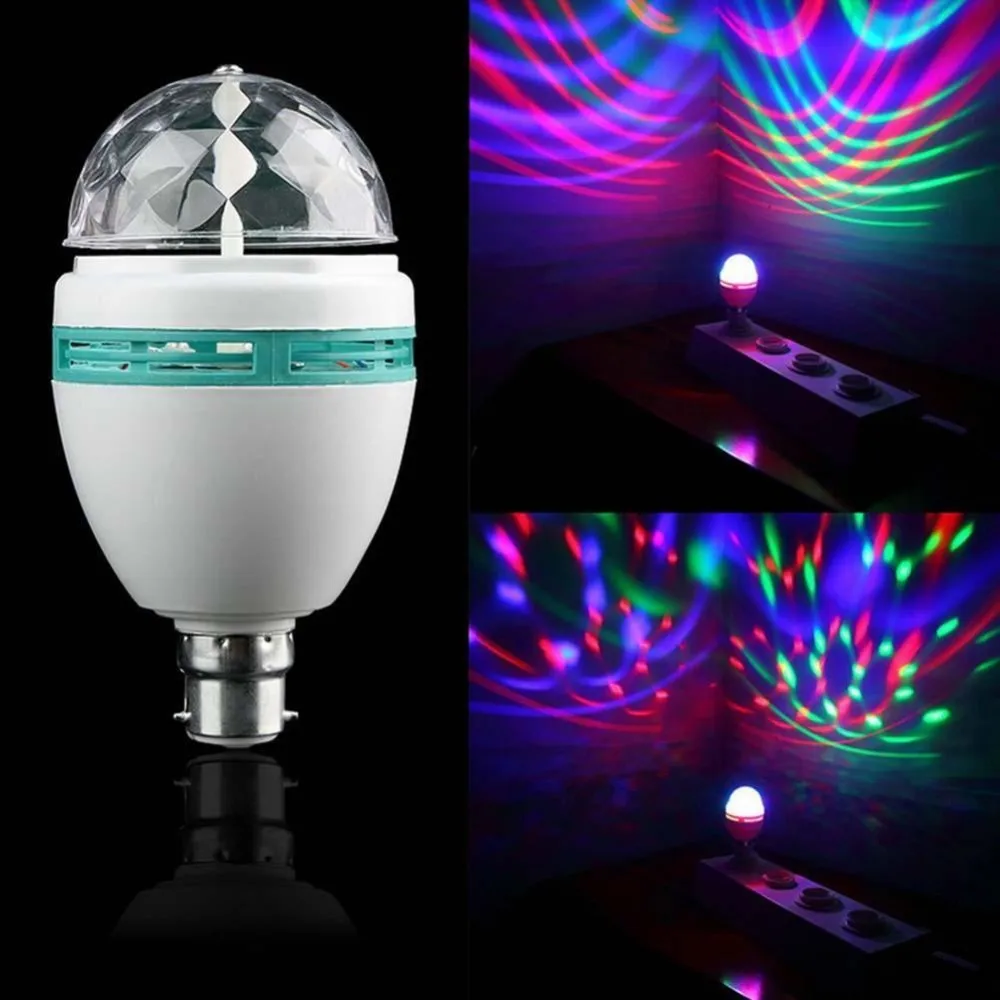 B22 Светодиодный светильник светодиодный RGB лампа Авто вращающийся цвет меняющий сценический светильник AC85V-265V 110 В 220 В 6 Вт для украшения дома Дискотека вечерние танцы