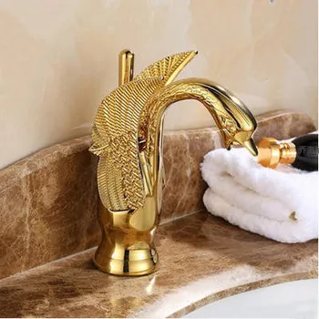 

Black Basin Faucet New Design Antique Swan Faucet White Wash Basin Faucet Hotel Luxury Copper Gold Mixer Taps Hot and cold Taps