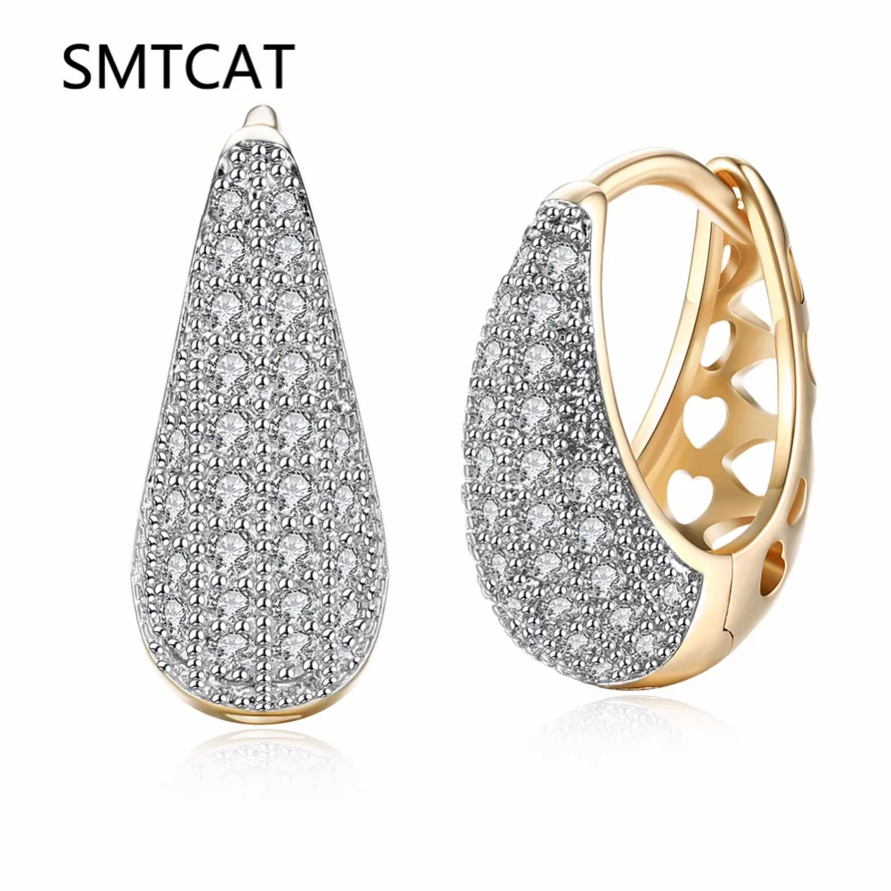 

SMTCAT Gold Color Circle Paved Zircon CZ Stone Loop Huggies Small Hoop Earrings for Women Jewelry Aros oorbellen Aretes