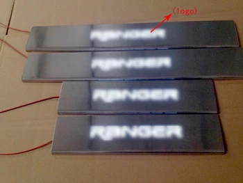 

4Pcs/Pair Welcome StainlessSteel Pedal Car Styling LEDLight Rubbing Strip Threshold Moving Door Scuff For Ford RANGER 12-14