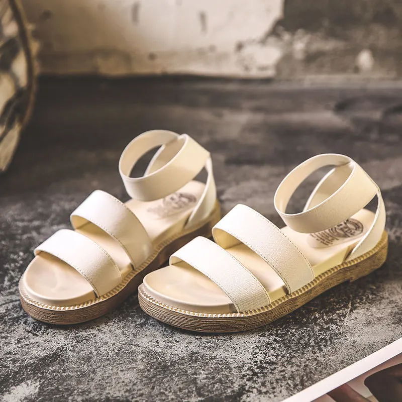 

Gladiators Shoes Women Summer Beach Sandals Real Leather sandalias mujer 2019 Ladies footware Rome Style chaussures femme Beige
