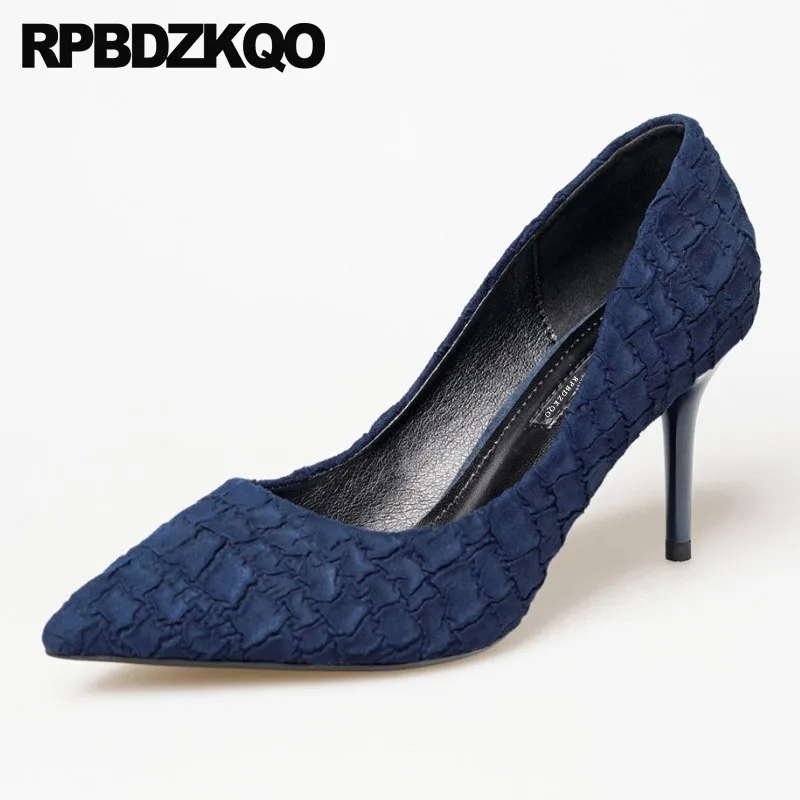 

Size 4 34 Designer 2018 Office Stiletto Shoes Thin Formal Navy Blue Pumps 3 Inch Women Nude Black Fashion High Heels Pointed Toe