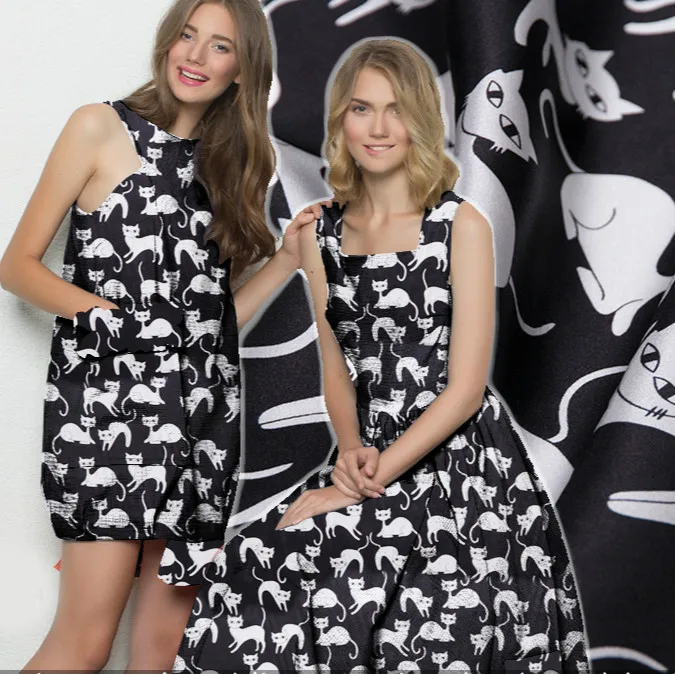 

140cm stretch silk satin fabric material 19 momme shirt dress silk fabric fox print fabric satin wholesale silk cloth