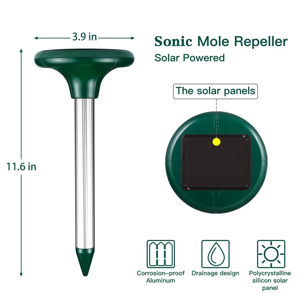 2 шт. Солнечный Отпугиватель насекомых мощность Открытый сад двор звуковой от кротов, змей мышь грызунов Борьба с вредителями Отпугиватель комаров# XTN