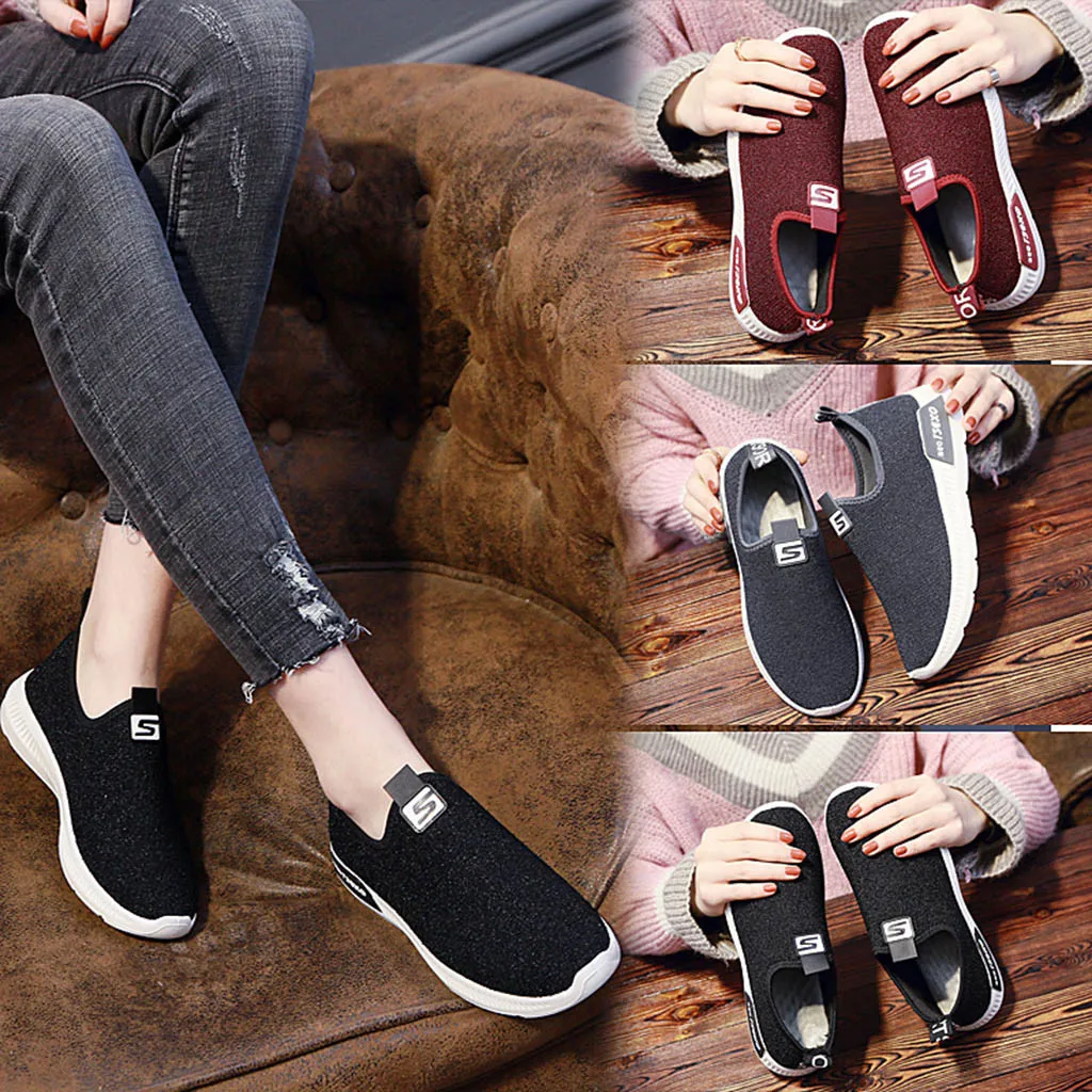 

Women Casual Loafers Sneakers Ladies Flats Breathable Stretch Cloth Shoes sapato feminino estampado#G2