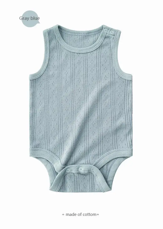 bebê roupas novas algodão respirável bebê meninos menina verão roupas sem mangas cor pura bodysuits